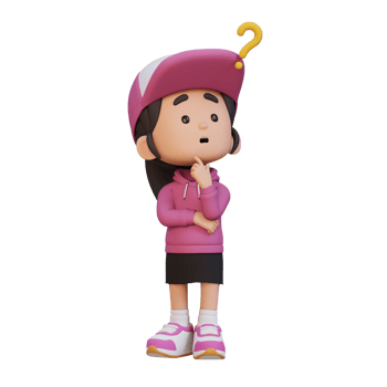3D cute girl thinking clueless png
