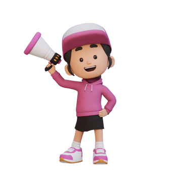 3D cute girl Character Holding a Megaphone png