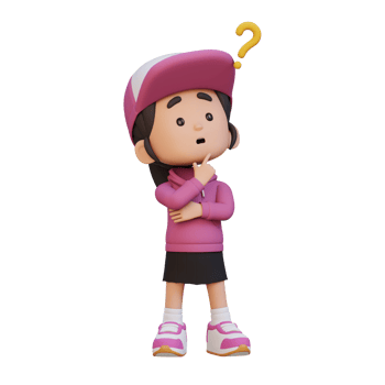 3D cute girl thinking clueless png