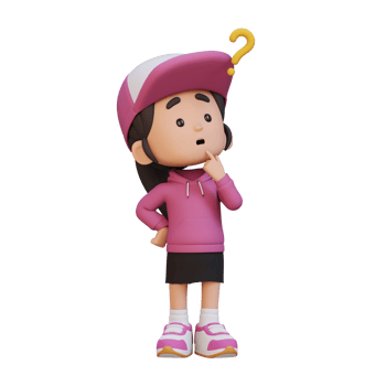3D cute girl thinking clueless png