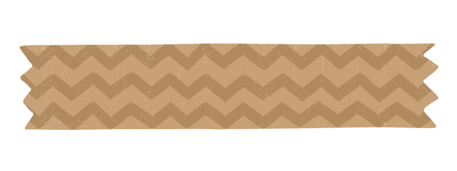Brown kraft paper patterned decoration tape. Flat design illustration. png