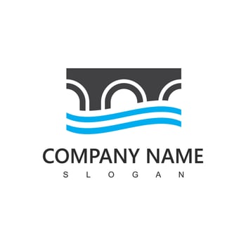 Bridge logo illustration design template, connection concept vector