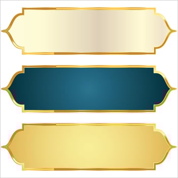 Set of decorative luxury golden arabic islamic banner title frame transparent background gold text box clipart vector