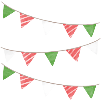Christmas party bunting. Watercolor illustration. png