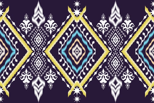 Geometric ethnic aztec embroidery style.Figure ikat oriental traditional art pattern.Design for ethnic background,wallpaper,fashion,clothing,wrapping,fabric,element,sarong,graphic,vector illustration. vector