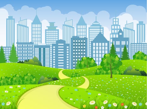 Green City Landscape with road vector