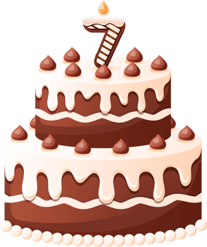 Chocolate Birthday Cake With Candle Number 7 png