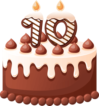 Chocolate Birthday Cake With Candle Number 10 png