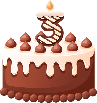 Chocolate Birthday Cake With Candle Number 3 png