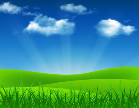 Nature summer background with green grass vector