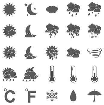 weather icon set black on white background vector