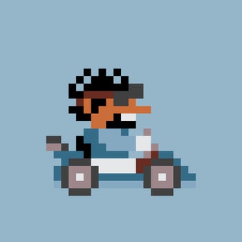 pixel art of a man driving a kart vector