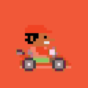 pixel art of a man driving a kart vector