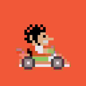 pixel art of a man driving a kart vector