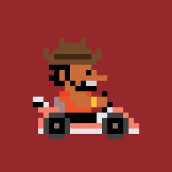 pixel art of a man driving a kart vector