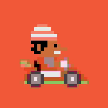 pixel art of a man driving a kart vector