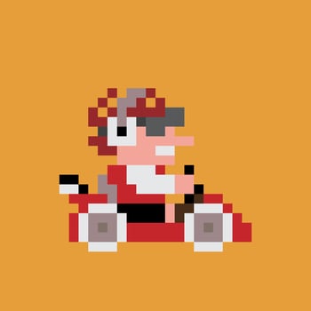 pixel art of a man driving a kart vector