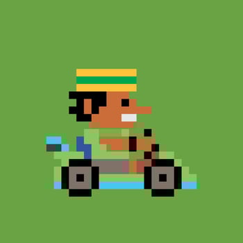 pixel art of a man driving a kart vector