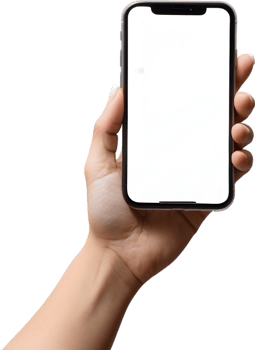AI generated hand holding smartphone png