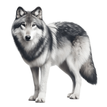 Isolated Wolf animal on a transparent background, PNG Format