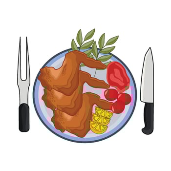 illustration of roasted chicken vector