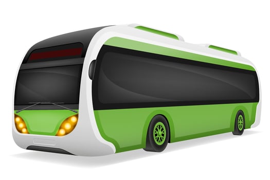 ecological city bus powered by electric energy vector illustration isolated on white background