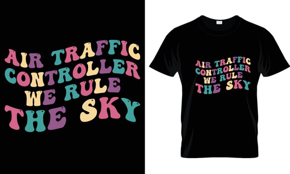 Air traffic controller t-shirt design graphic. vector
