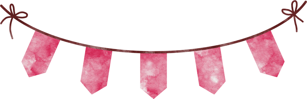 Valentine hanging pink flags watercolor png