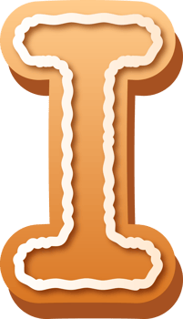 Alphabet Letter I Gingerbread Cookie png