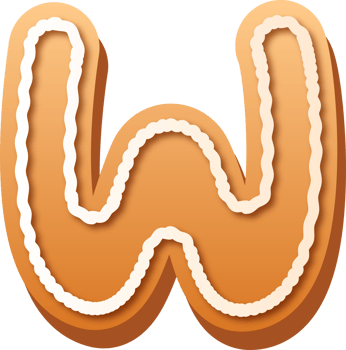 Alphabet Letter W Gingerbread Cookie png