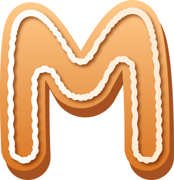 Alphabet Letter M Gingerbread Cookie png
