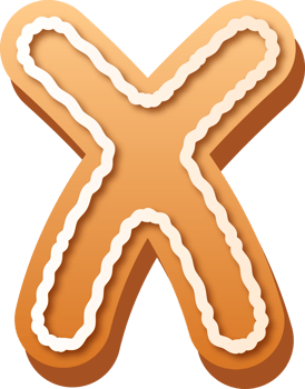 Alphabet Letter X Gingerbread Cookie png