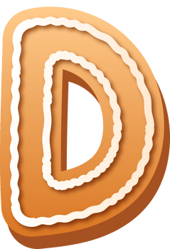 Alphabet Letter D Gingerbread Cookie png