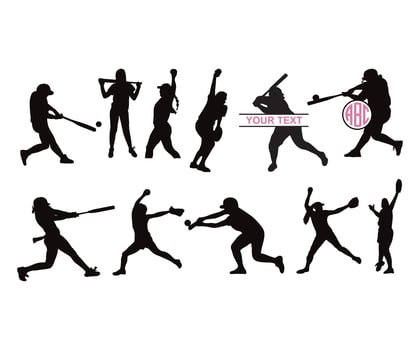 Softball Women, Baseball girls pitcher, Softball Silhouettes, Softball Girl, Softball Player Bundle, Softballs Clipart, Sports Clip Art vector
