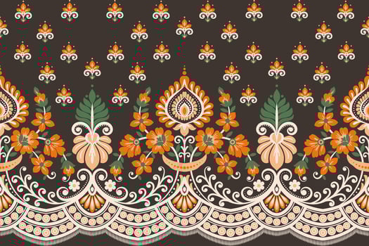 floral seamless background Geometric ethnic oriental ikat seamless pattern traditional Design for background,carpet,wallpaper,clothing,wrapping,Batik,fabric,Vector illustration embroidery style. vector