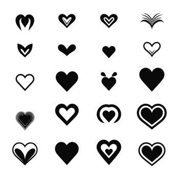 Heart icon set silhouette Valentine's Day PNG file