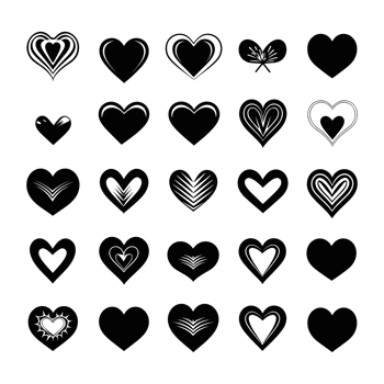 Heart icon set silhouette Valentine's Day PNG file