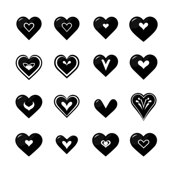 Heart icon set silhouette Valentine's Day PNG file