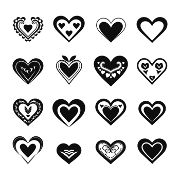 Heart icon set silhouette Valentine's Day PNG file