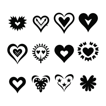 Heart icon set silhouette Valentine's Day PNG file