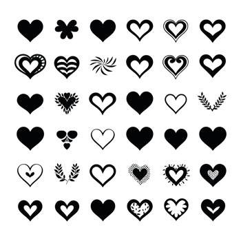 Heart icon set silhouette Valentine's Day PNG file