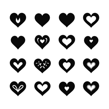 Heart icon set silhouette Valentine's Day PNG file
