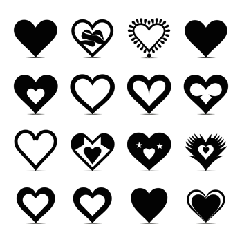 Heart icon set silhouette Valentine's Day PNG file
