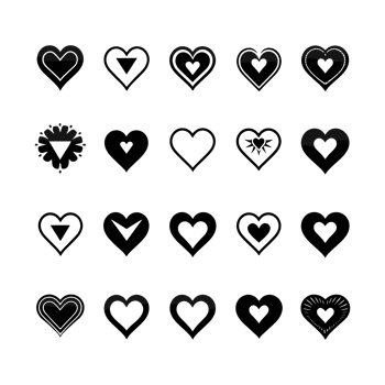 Heart icon set silhouette Valentine's Day PNG file