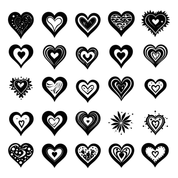 Heart icon set silhouette Valentine's Day PNG file