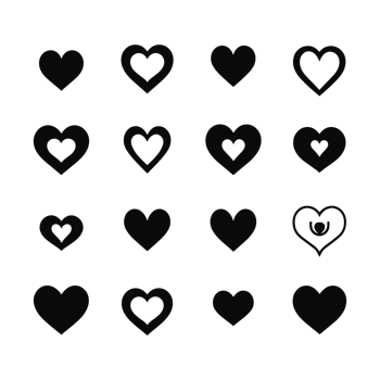 Heart icon set silhouette Valentine's Day PNG file