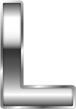 Silver Shiny Metal Alphabet Letter L png