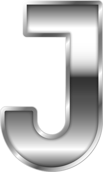 Silver Shiny Metal Alphabet Letter J png