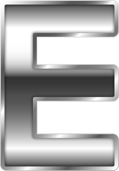 Silver Shiny Metal Alphabet Letter E png