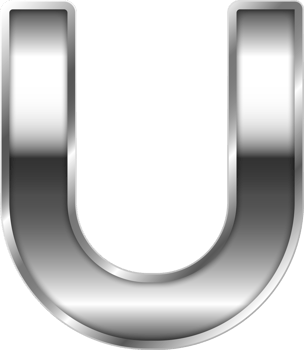 Silver Shiny Metal Alphabet Letter U png